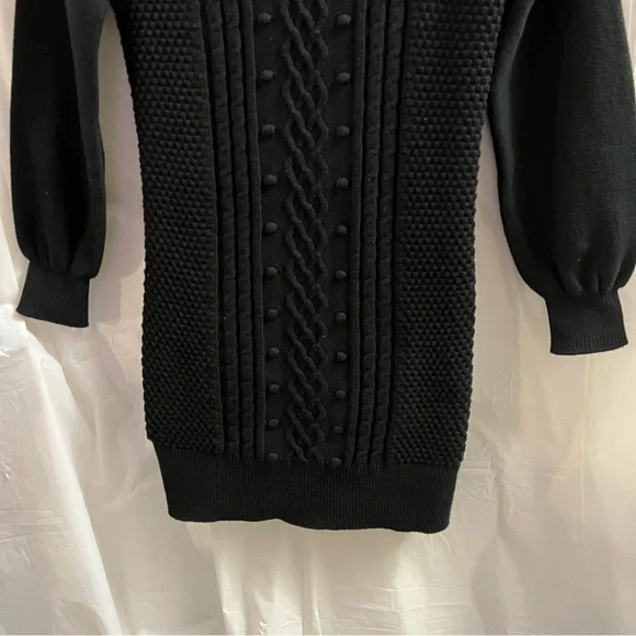 GAP KIDS DRESS, Size L / 10, Black Long Sleeve Cable Knit Sweater Dress. - Picture 3 of 13